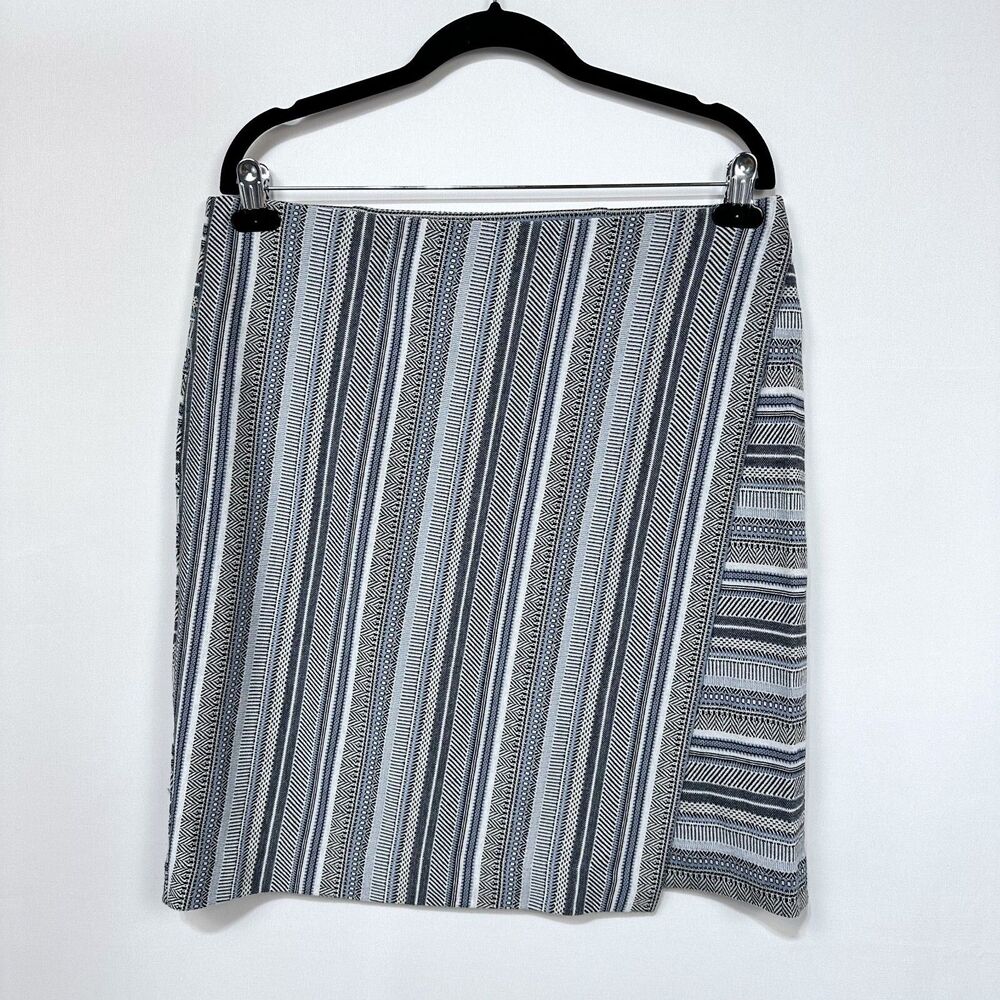 J. Jill Striped Wrap Skirt Knee Length Pull-On Stretch Knit Women's Medium